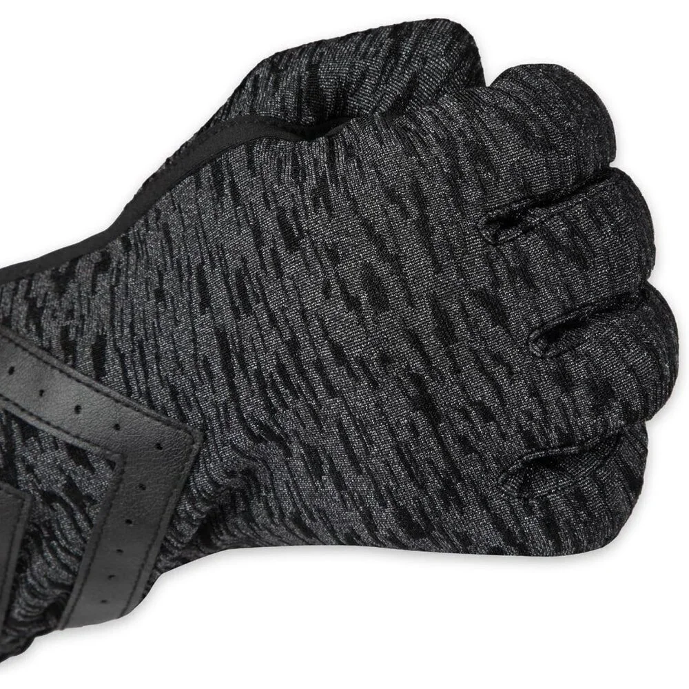 Women's Black Textured Spandex Gloves Warm Fleece Lined Chevron Touchscreen